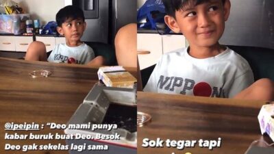 Ekpresi Bocah Laki-Laki Tersenyum Tapi Nagis Setelah Dikabari Teman Cewek Sekelasnya Pindah