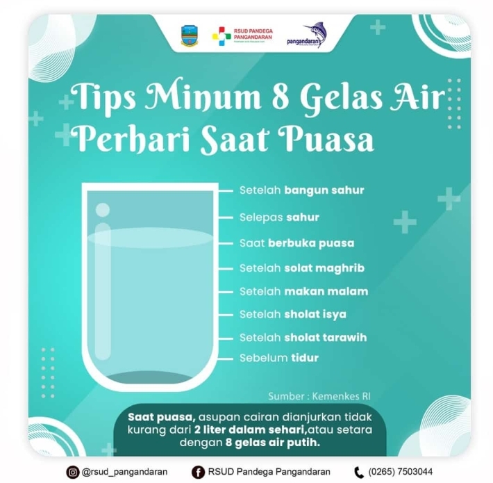 RSUD Pandega Pangandaran Berikan Tips Agar Tetap Semangat Saat Puasa dengan Minum 8 Gelas Air Perhari