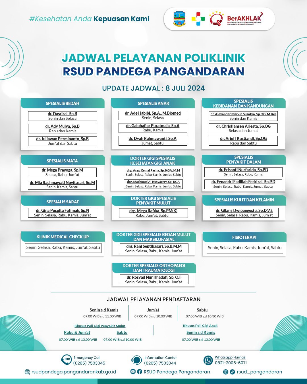 Simak Jadwal Layanan Poliklinik Kesehatan di RSUD Pandega Pangandaran
